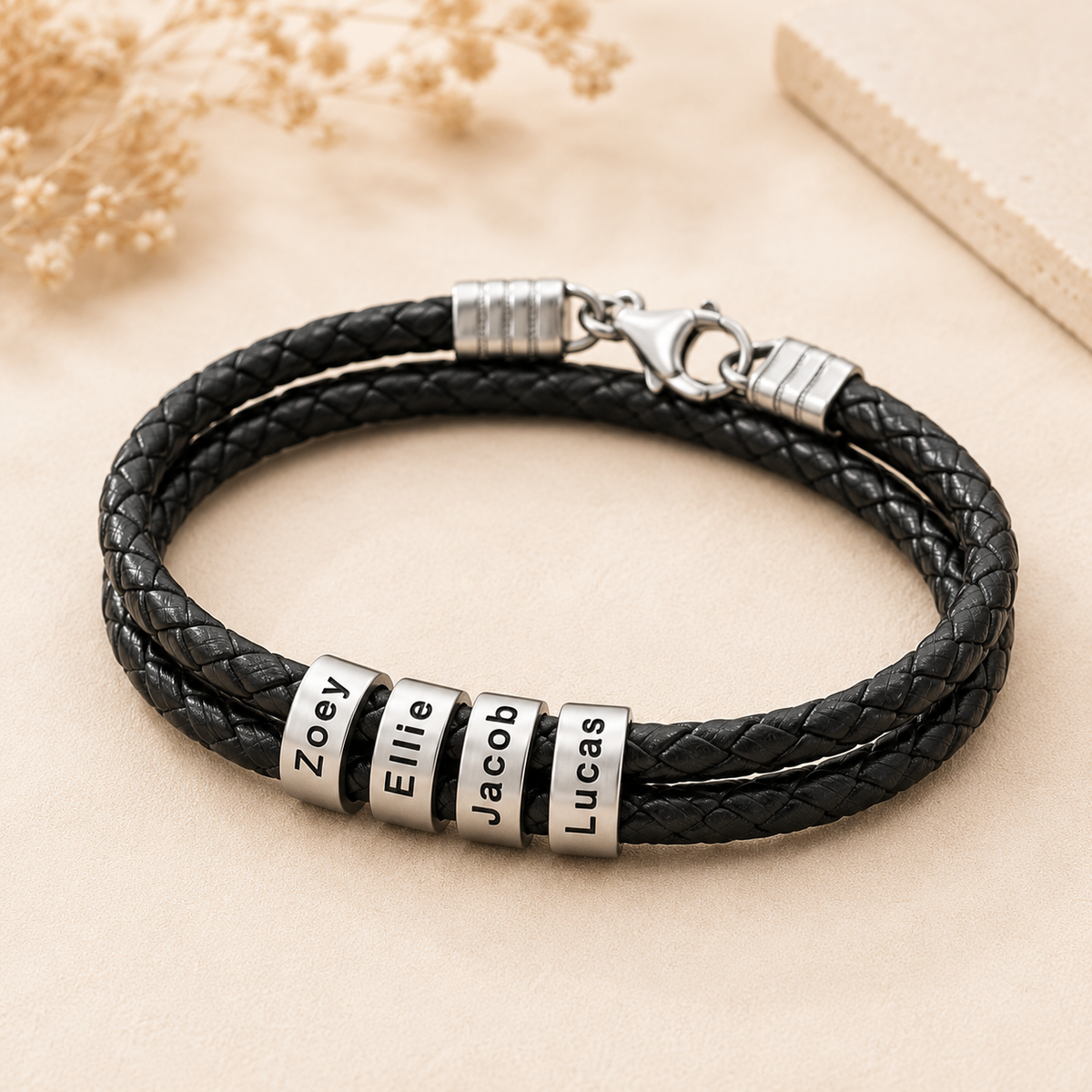 Kaelen – Personalisiertes Herren-Lederarmband
